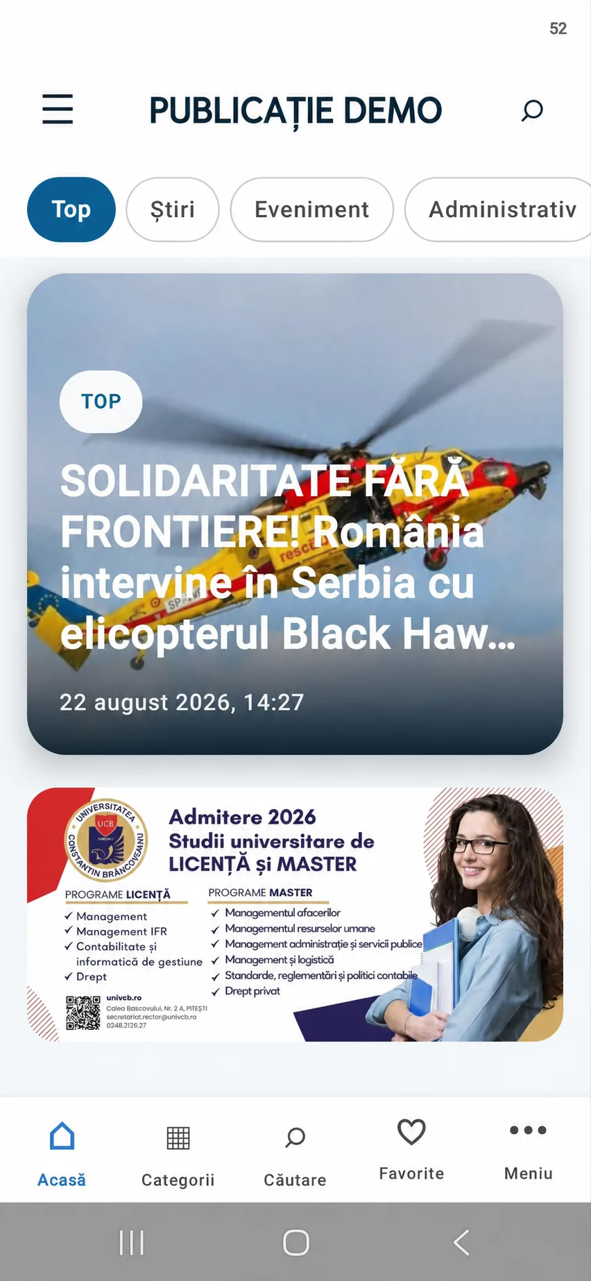 Flux principal în aplicația mobilă Android și iOS